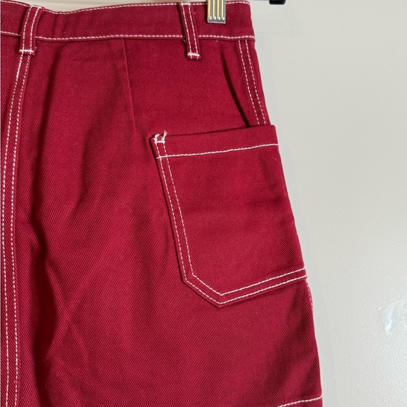 Stylish Red Denim Utility Skirt - Picture 7 of 8